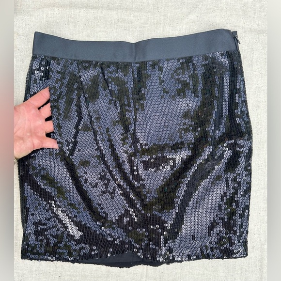 NWOT🌟VINTAGE🌟black sequined mini skirt overlapping draped front side zip… - Picture 7 of 15